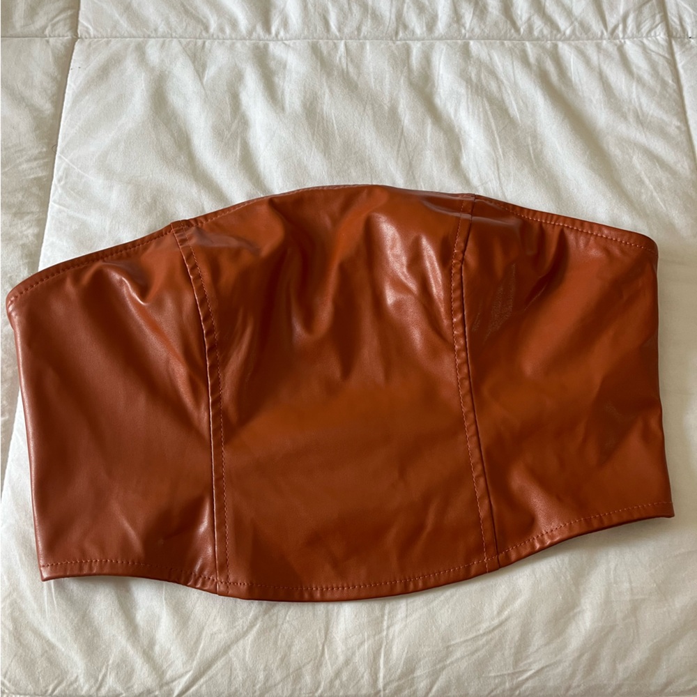 Faux Leather Tube Top